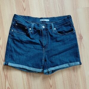 Levis Dark Blue Denim Women's Roll-Cuff Shorts